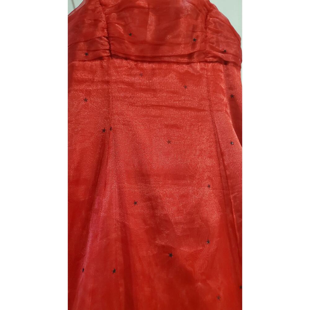 Vtg Y2K Morgan & Co Velvet Glitter Stars Gown 11/12 Red Black Prom Formal Goth - Picture 5 of 15